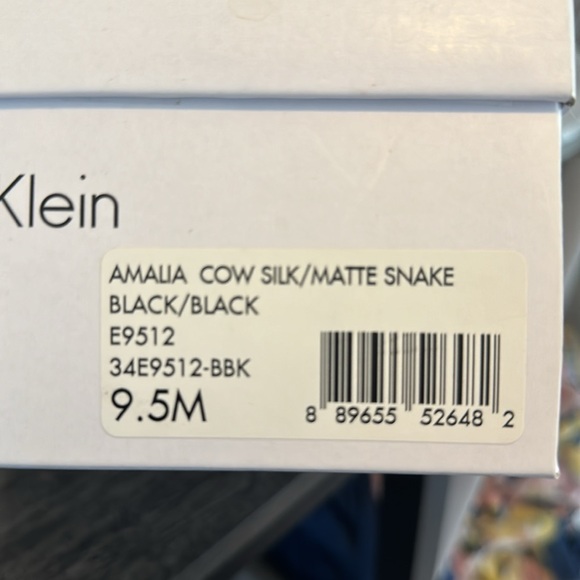 Calvin Klein NEW Black Matte and Snake Print Heels with Gold Buckle - Picture 9 of 9